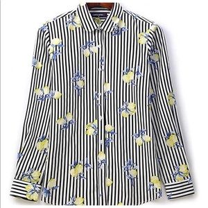 Lemon Stripe Buttondown Shirt Women’s XXL